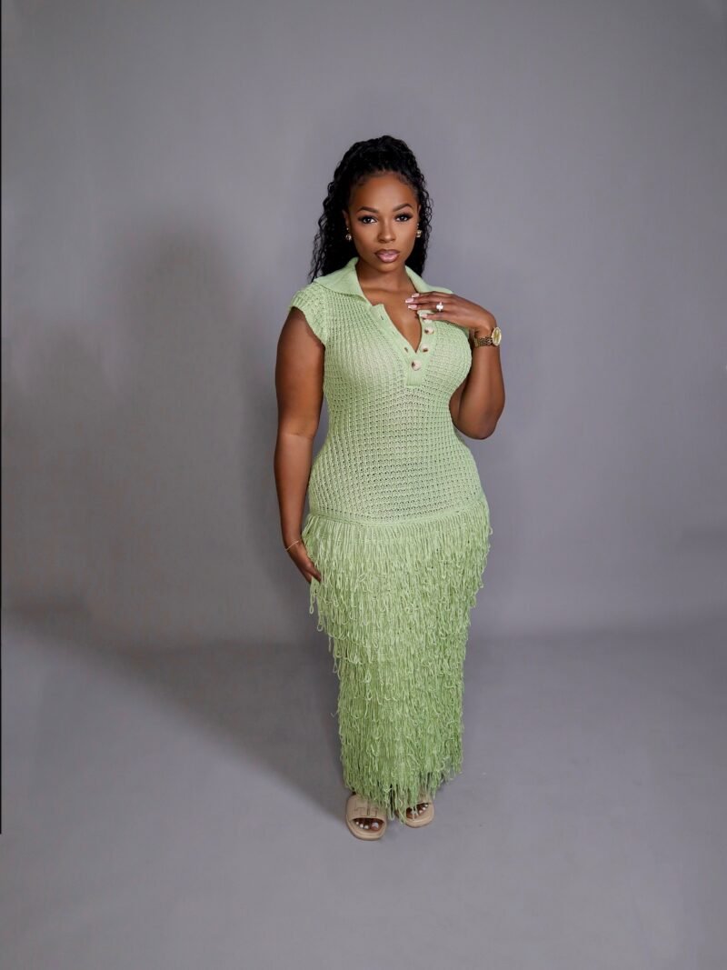 Sage Polo Crochet Maxi Dress