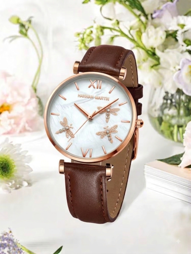 Hannah Martin Celestial Dragonfly Leather Watch