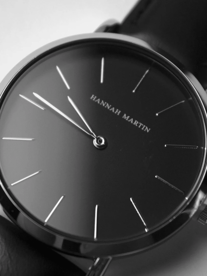 Hannah Martin Midnight Noir Leather Watch
