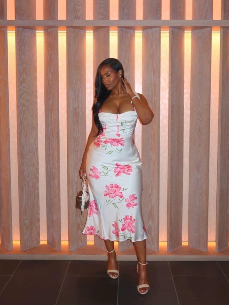 Rose Ribbon Midi Dress